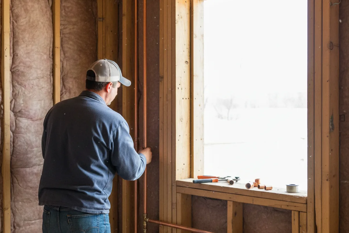 Licensed plumber running new copper supply lines in a Tram home